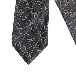 Nick Hilton Silk Tie Men’s 61” Black Gray Abstract Artsy Geometric Designer Wide